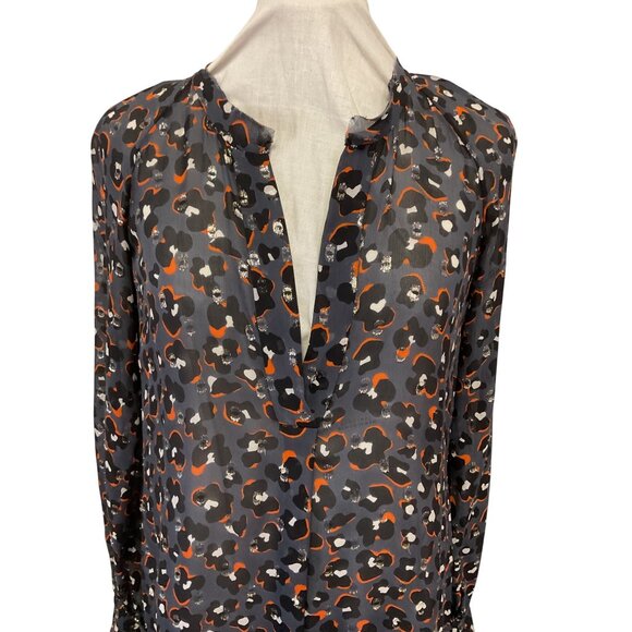 Dorothee Schumacher Sheer Silk Long-Sleeve Midi Dress With Leopard Print Size S - Picture 2 of 6